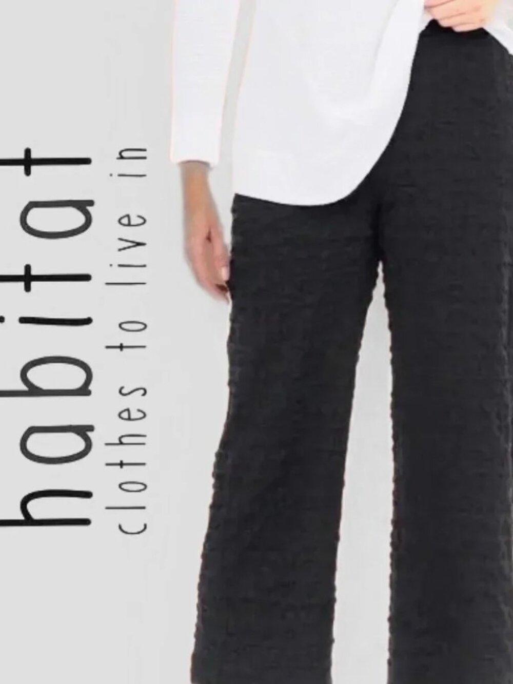Habitat Womens Pucker Weave Flood Pant Sz M Black Pull On Lagenlook